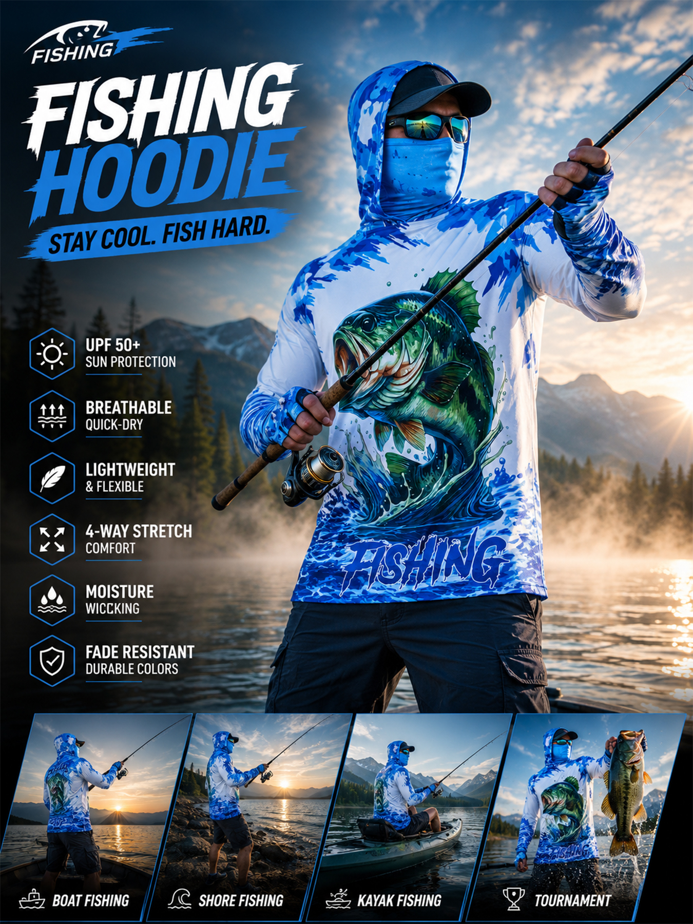 Fishing Hooded Shirt Upf 50 Fi - огляд і ціна Fishing Shirt Uv Protection